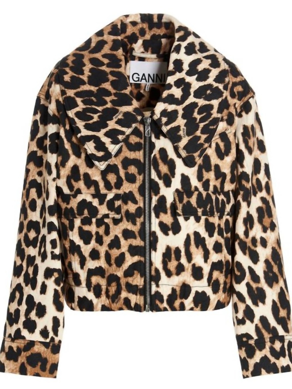 Ganni - Women's Leopard Cotton Tweed Jacket